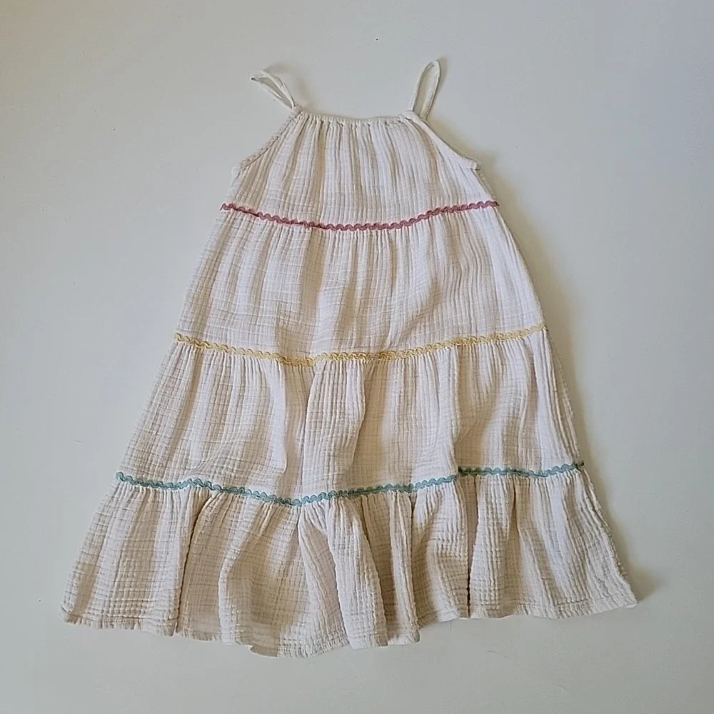Old Navy Gauze Sundress 5T Cream A-Line Boho Casual Coastal Minimalist‎ Summer